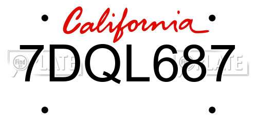 7DQL687 California License Plate