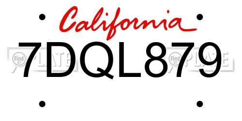 7DQL879 California License Plate