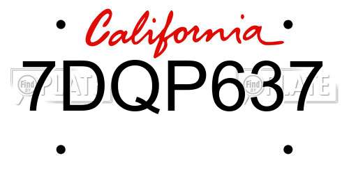 7DQP637 California License Plate