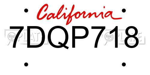 7DQP718 California License Plate