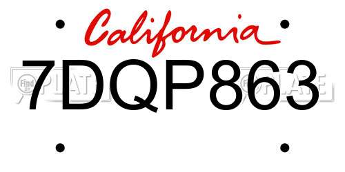 7DQP863 California License Plate