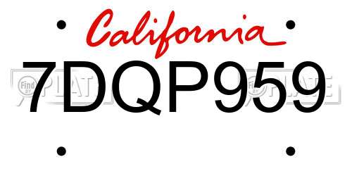 7DQP959 California License Plate