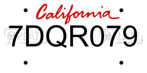 7DQR079 California License Plate