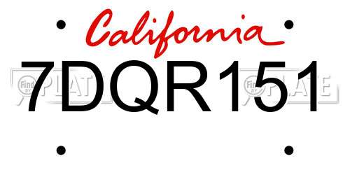 7DQR151 California License Plate