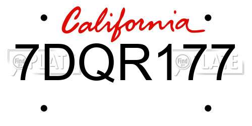 7DQR177 California License Plate