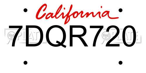 7DQR720 California License Plate