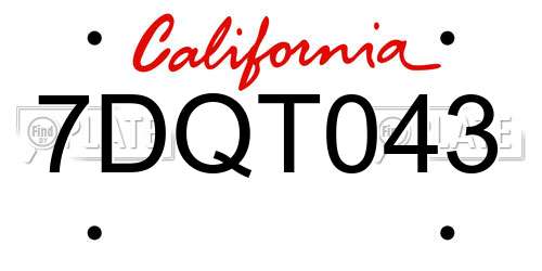 7DQT043 California License Plate