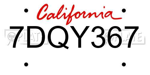 7DQY367 California License Plate