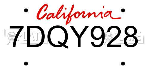 7DQY928 California License Plate