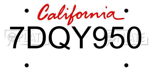 7DQY950 California License Plate