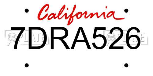 7DRA526 California License Plate