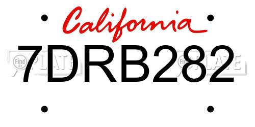 7DRB282 California License Plate