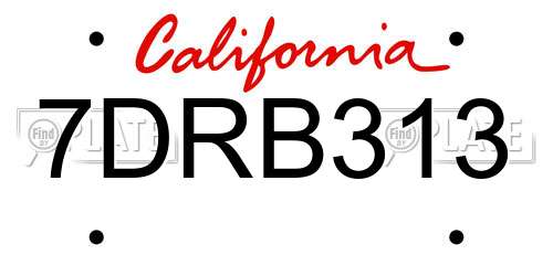 7DRB313 California License Plate