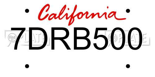 7DRB500 California License Plate