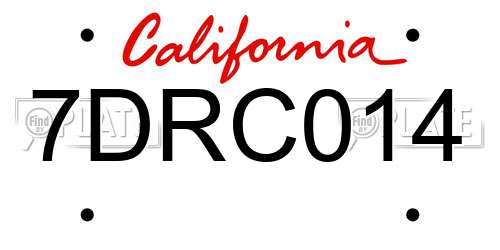 7DRC014 California License Plate