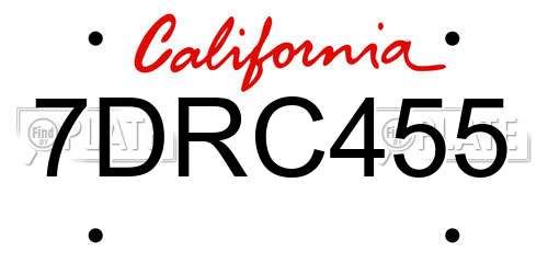 7DRC455 California License Plate