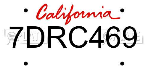 7DRC469 California License Plate