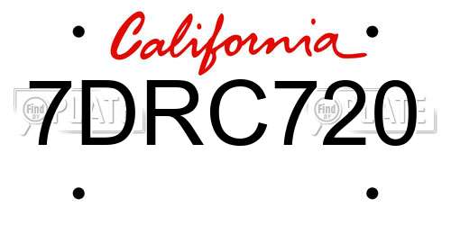 7DRC720 California License Plate