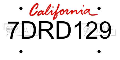 7DRD129 California License Plate