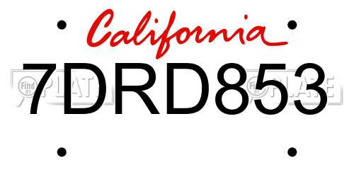 7DRD853 California License Plate