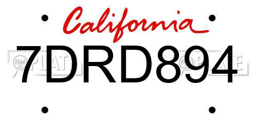 7DRD894 California License Plate