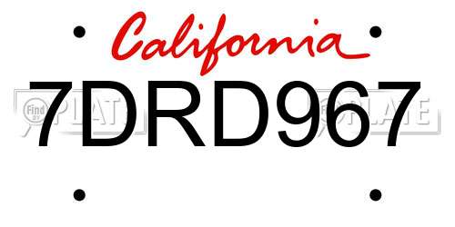 7DRD967 California License Plate