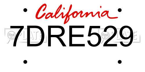 7DRE529 California License Plate