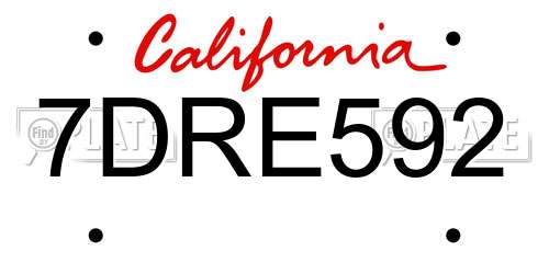 7DRE592 California License Plate
