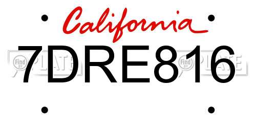 7DRE816 California License Plate