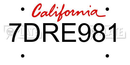 7DRE981 California License Plate