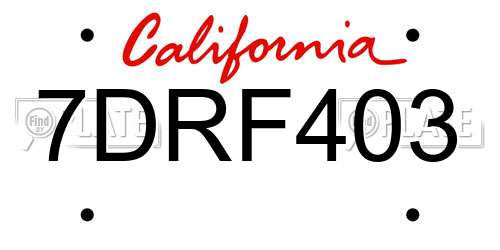 7DRF403 California License Plate