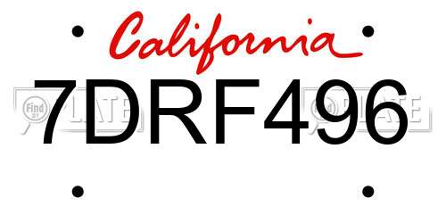 7DRF496 California License Plate