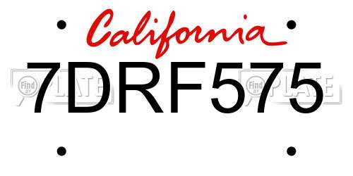 7DRF575 California License Plate