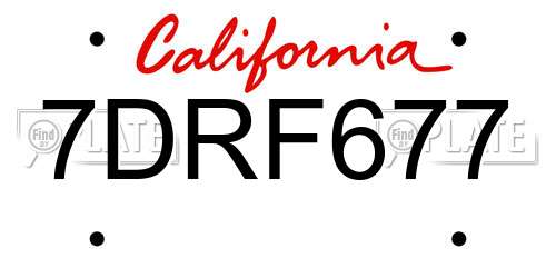 7DRF677 California License Plate