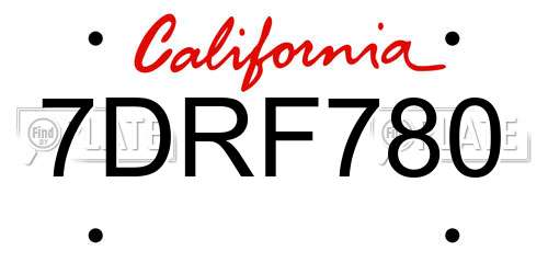 7DRF780 California License Plate