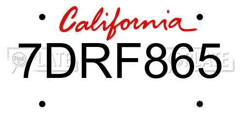 7DRF865 California License Plate