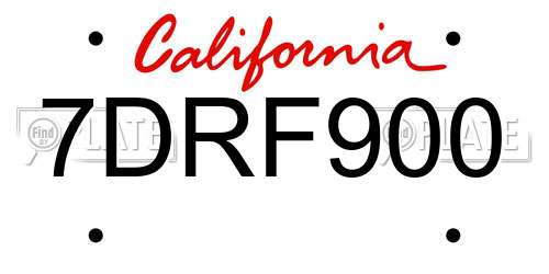 7DRF900 California License Plate