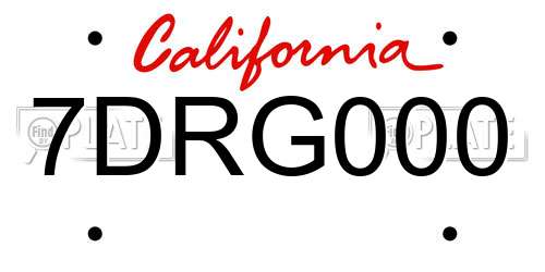 7DRG000 California License Plate