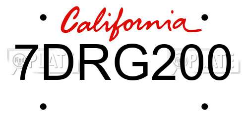 7DRG200 California License Plate