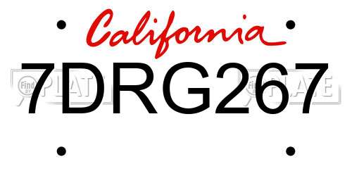 7DRG267 California License Plate