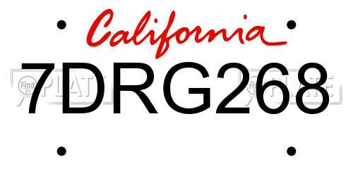 7DRG268 California License Plate