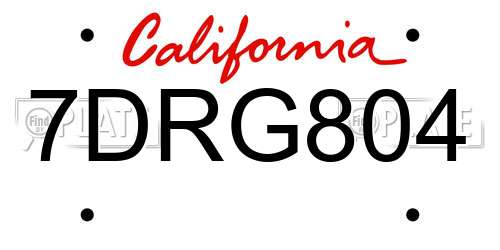 7DRG804 California License Plate