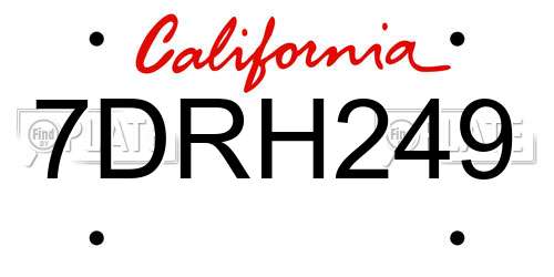 7DRH249 California License Plate