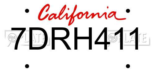 7DRH411 California License Plate