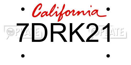 7DRK21 California License Plate