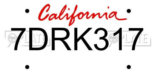 7DRK317 California License Plate