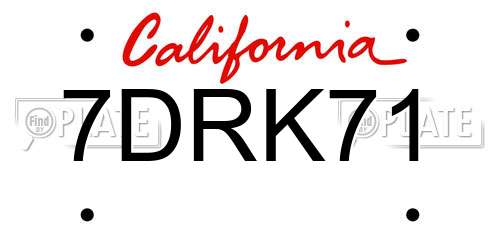 7DRK71 California License Plate