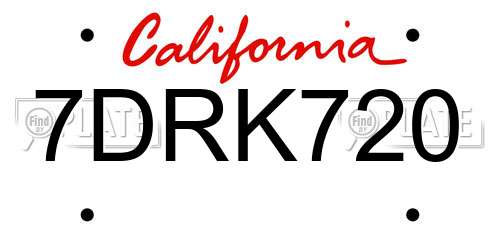 7DRK720 California License Plate