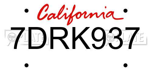 7DRK937 California License Plate