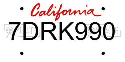 7DRK990 California License Plate